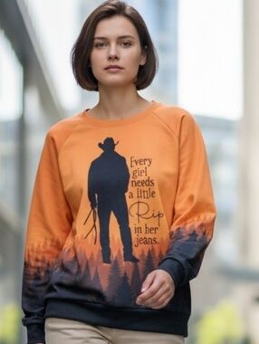 Yellowstone Rip Sweatshirt Sz Med Light Material Pit To Pit 22" L 24" NWOT